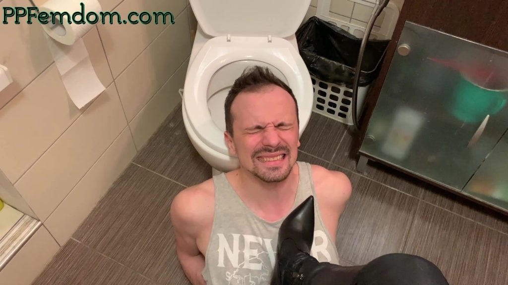 Mistress Kira Trample With High Heels Her Toilet Slave