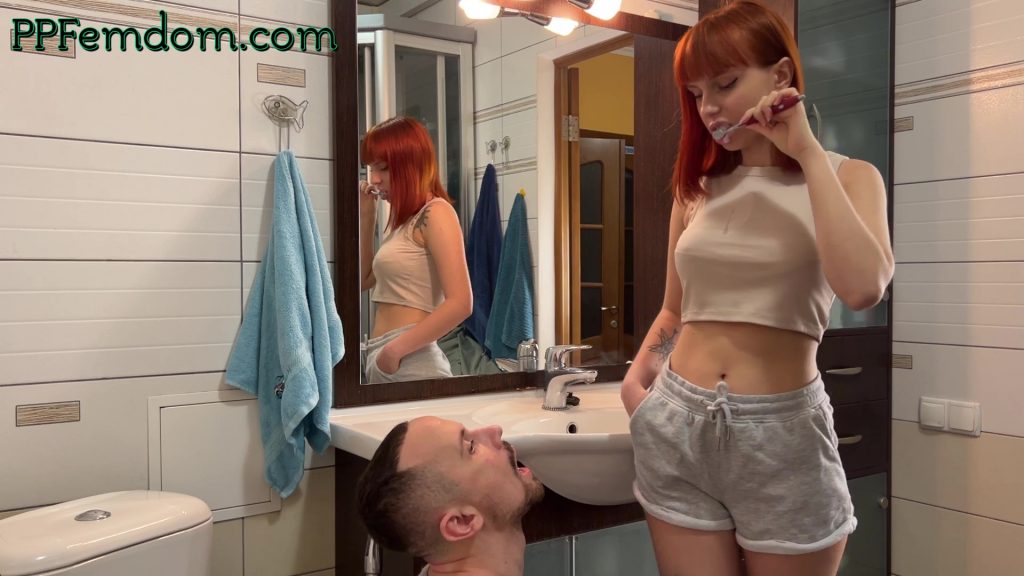 Petite Dominant Girl Kira Brushes Her Teeth And Use Her LifeStyle Slave