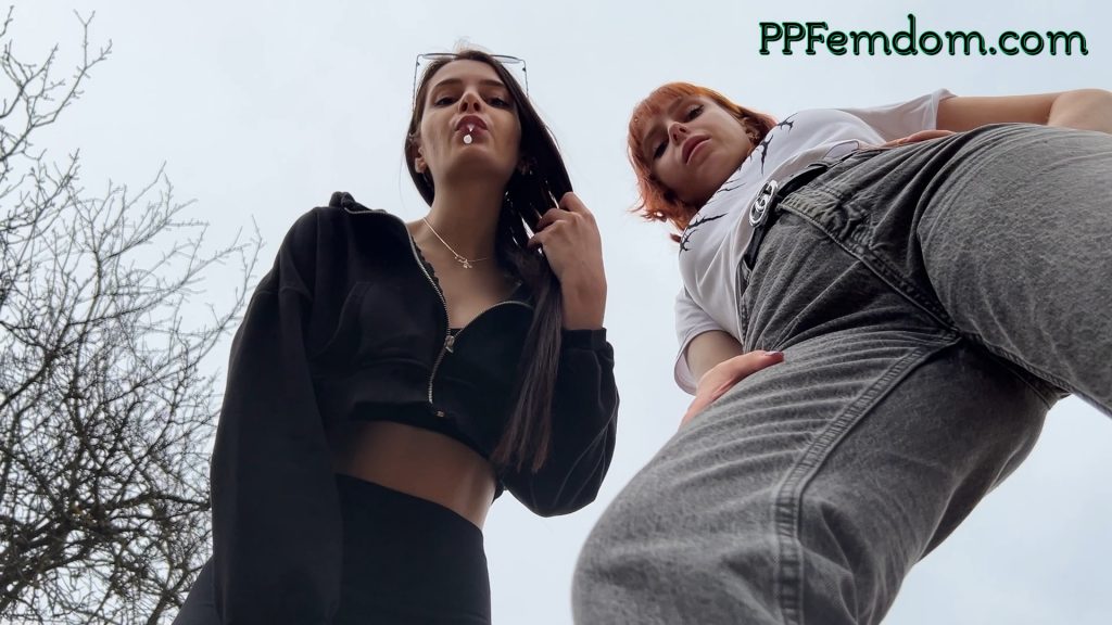 Bully Girls Spit On You And Order You To Lick Their Dirty Sneakers - Outdoor POV Double Femdom