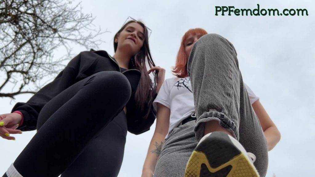 Public Sneaker Worship POV Double Femdom With Mistresses Kira and Sofi
