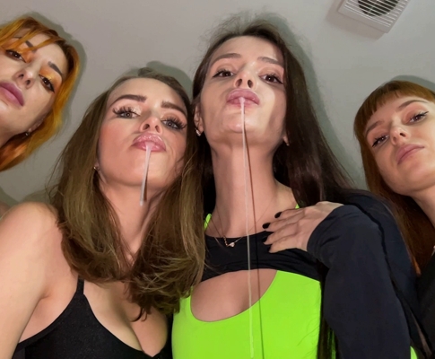 Dominant Foursome Girls Spit On You - Close Up POV Spitting Humiliation