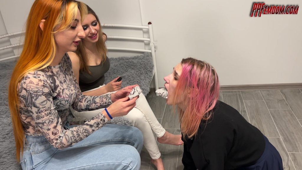 Dirty Sock Gag For Submissive Girl - Lesbian Domination Socks Sucking