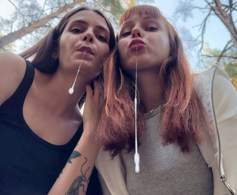 Two Girls Fed You Their Spit in Forest - Double POV Spitting Humiliation