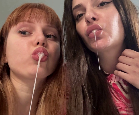Juicy Drool of Two Girls is Your Food - POV Spitting Femdom